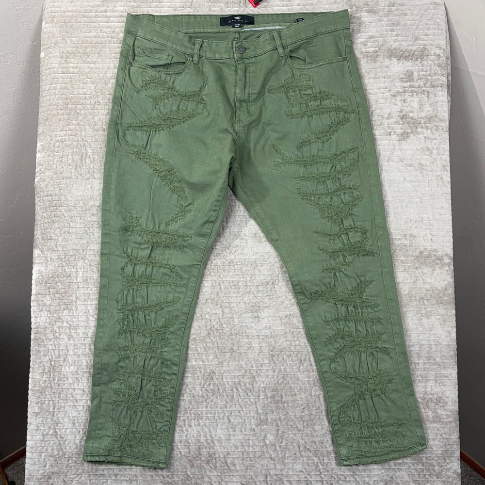 Jordan Craig Legacy Edition Sean Slim Distressed‎ Pants Olive Green Mens 40/32